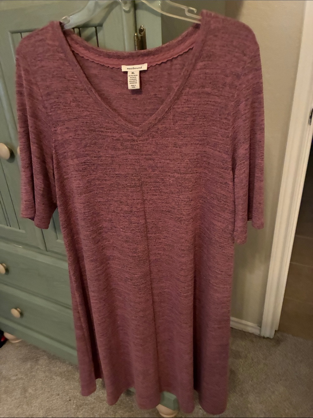 Westbound Mauve Heathered V‑Neck Midi Dress